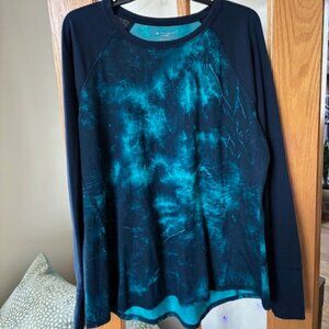 Tek Gear, long sleeve t shirt, tie dye colors - blue to teal